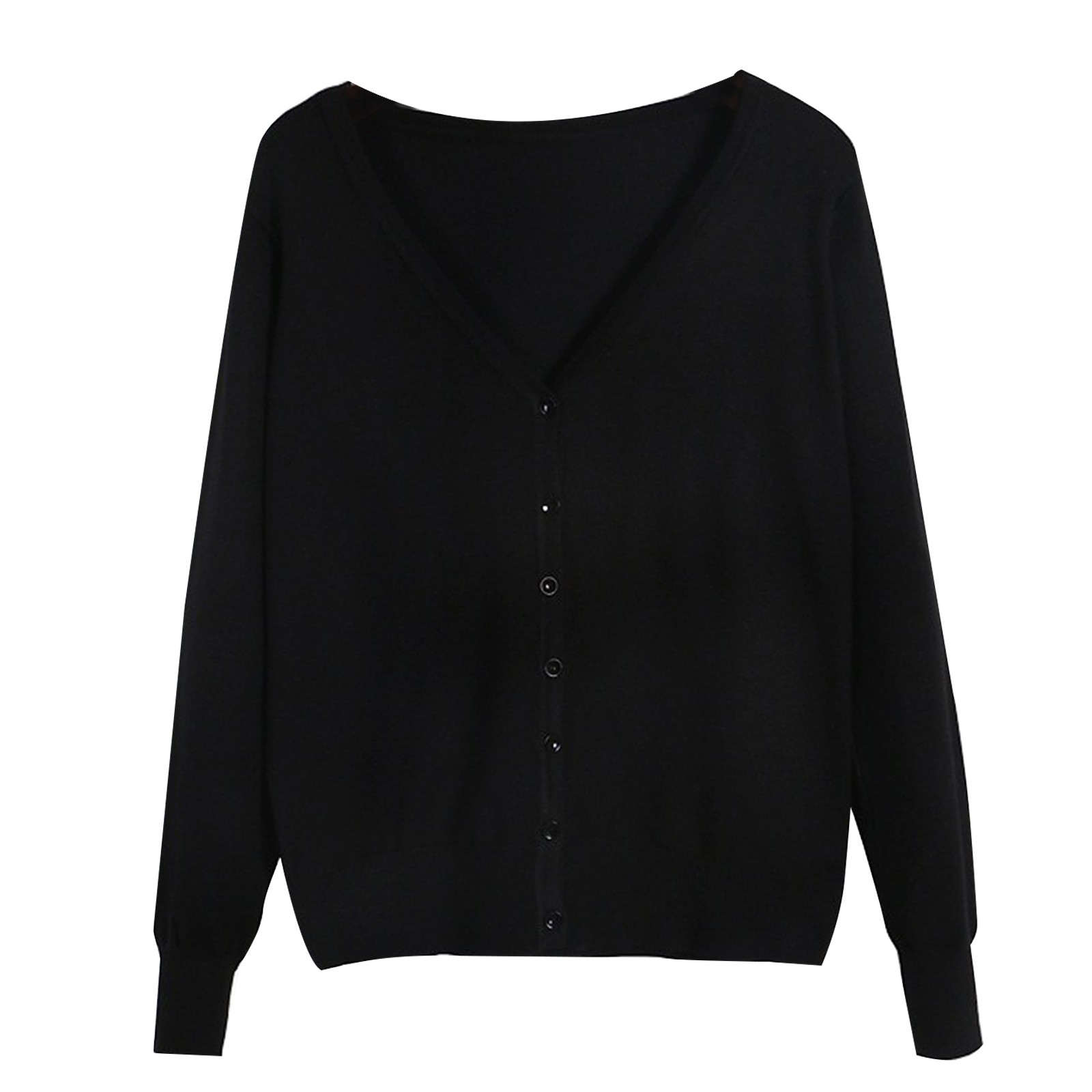 thumbnail image 4 of Cárdigan de punto de manga larga y cuello en V para mujer - Top estilizado y transpirable para primavera/otoño, 4 of 4